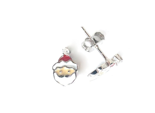 SMALL SANTA CLAUS STUD STERLING SILVER EARRINGS