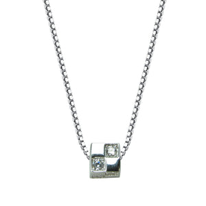 LITTLE CUBE PAVE CZ STERLING SILVER NECKLACE