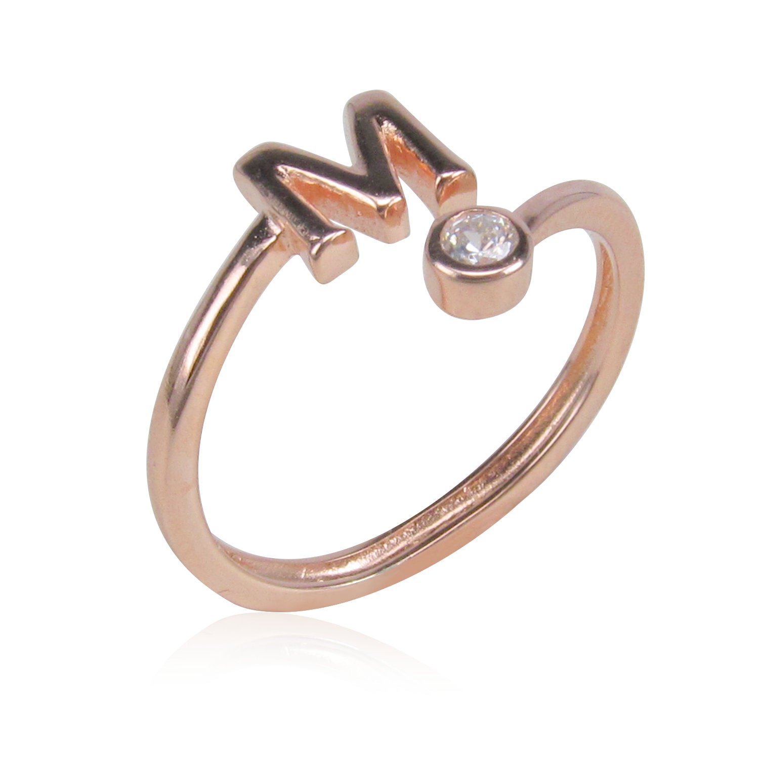 INITIAL STERLING SILVER RING – Rose D'oro