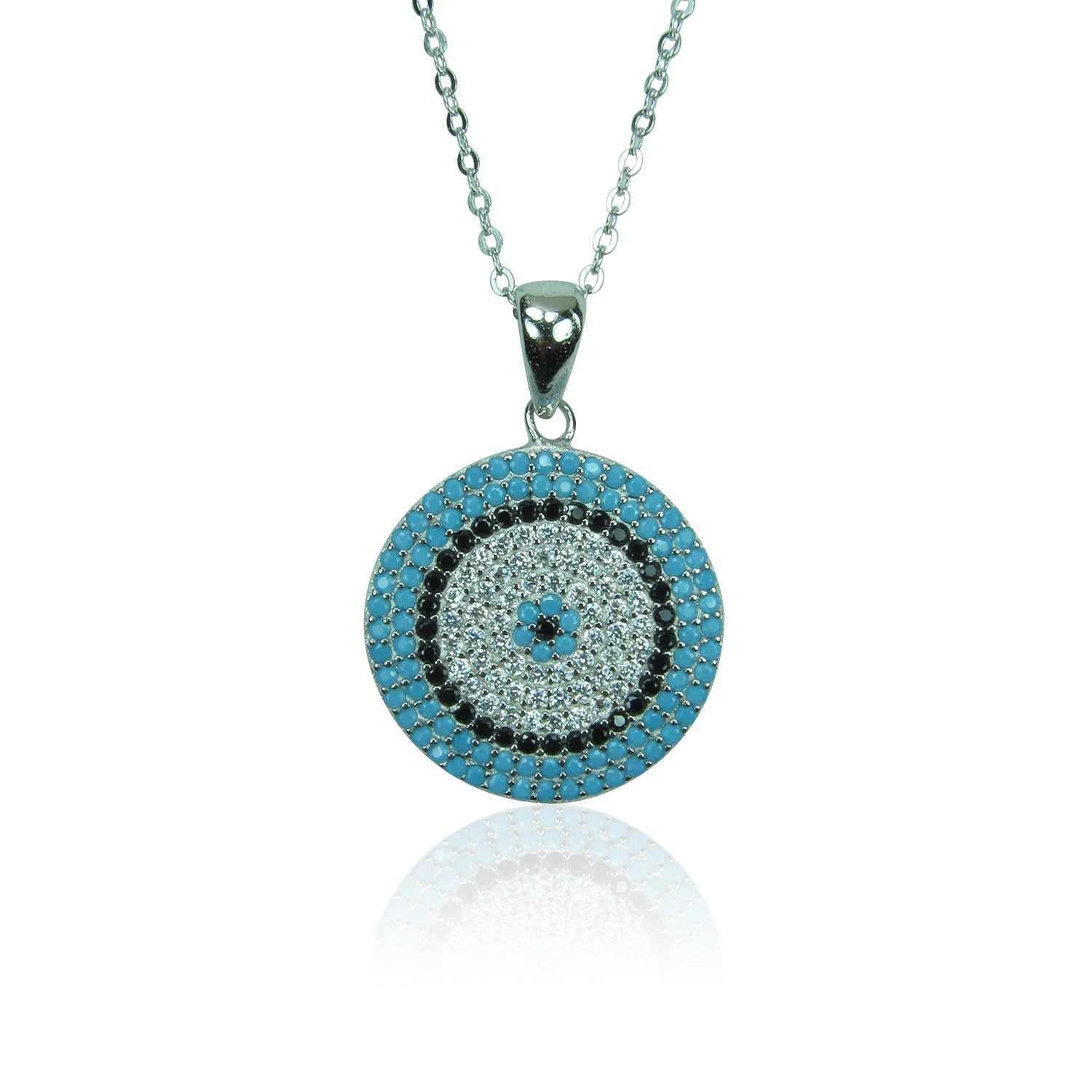 ROUND EYE DISK TURQUOISE STERLING SILVER NECKLACE – Rose D'oro