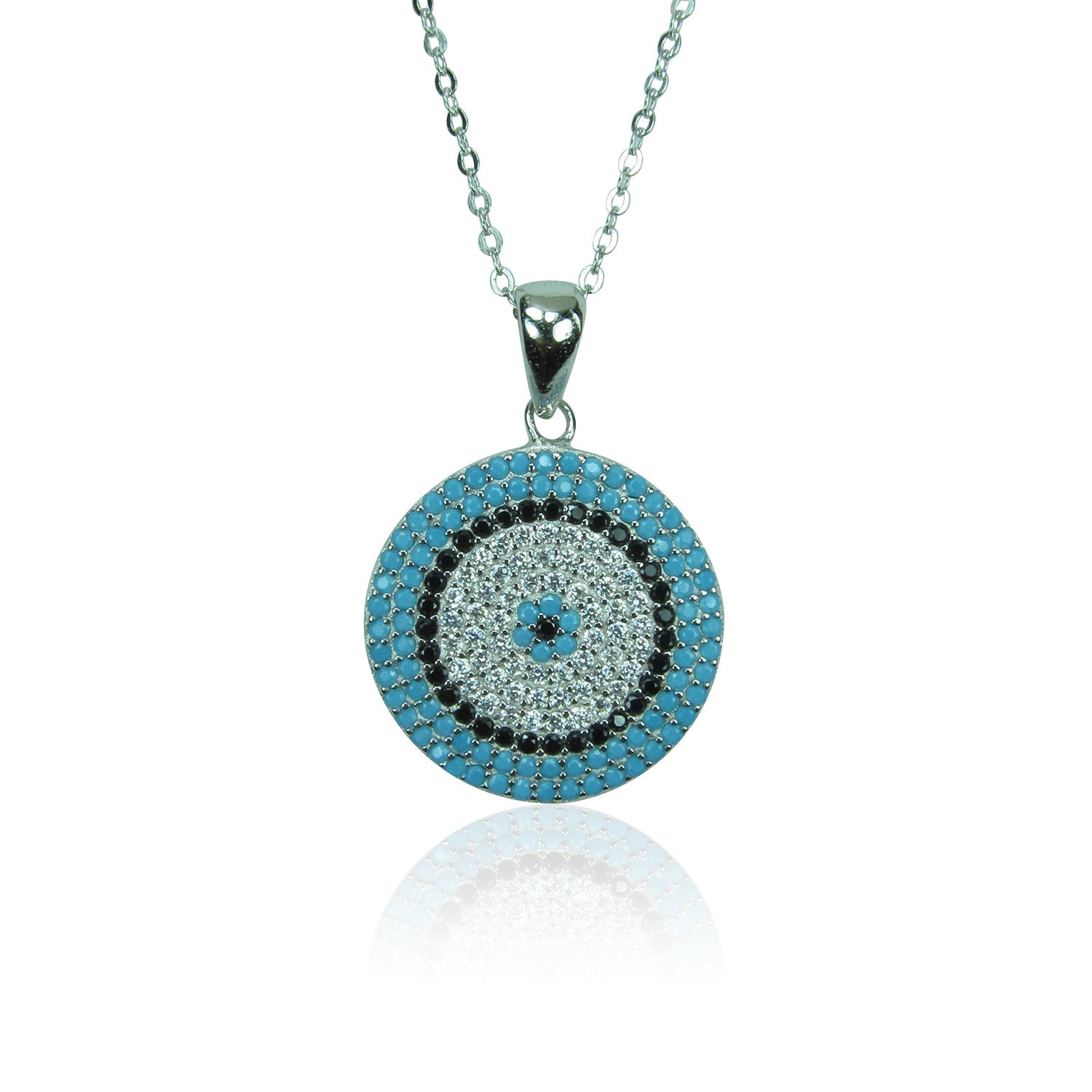 ROUND EYE DISK TURQUOISE STERLING SILVER NECKLACE