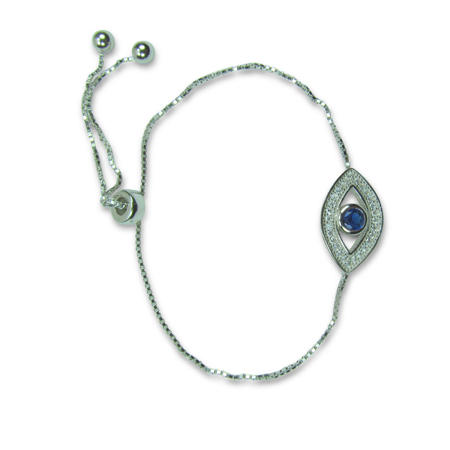 EVIL EYE PAVE CZ STERLING SILVER BRACELET