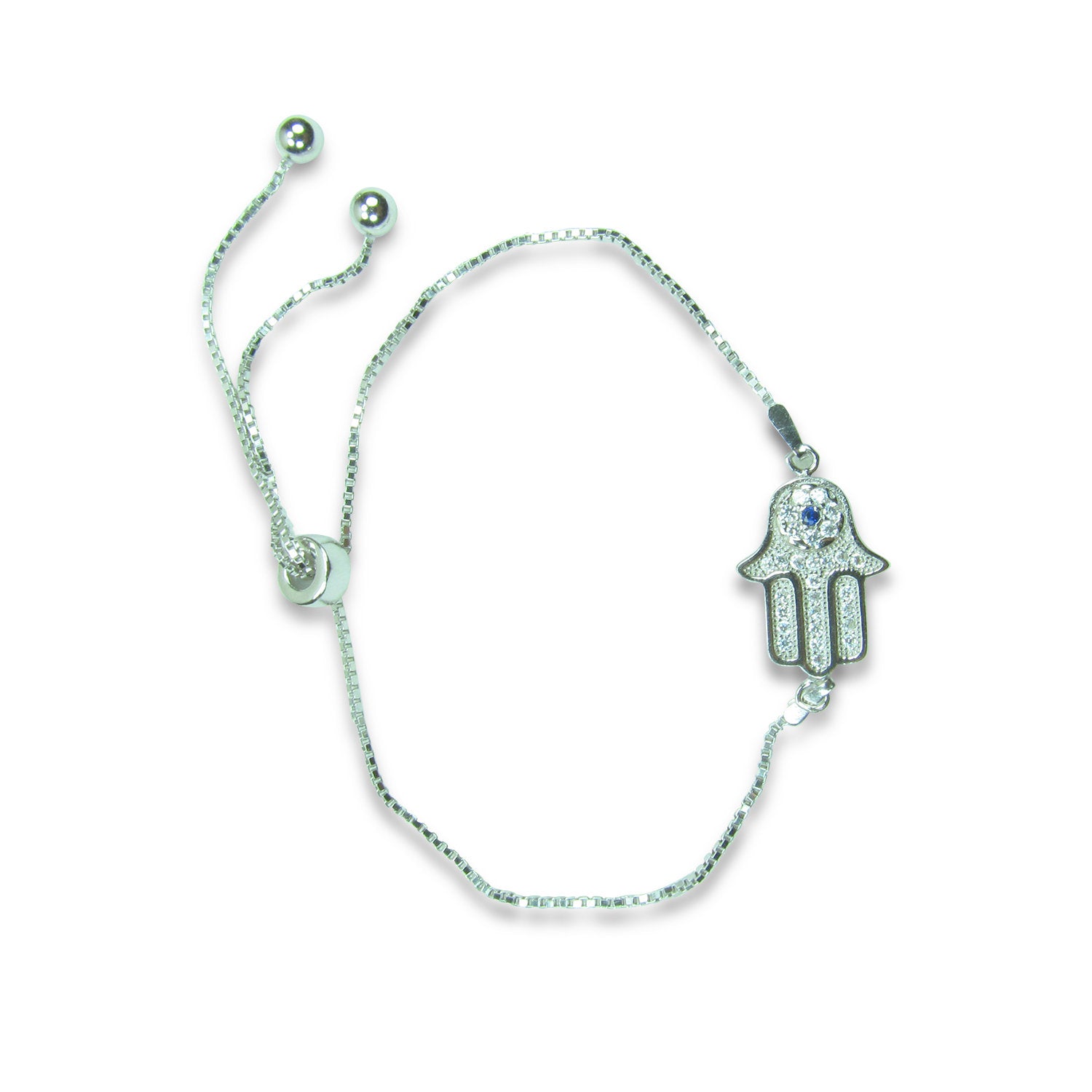 HAMASA PAVE CZ STERLING SILVER BRACELET