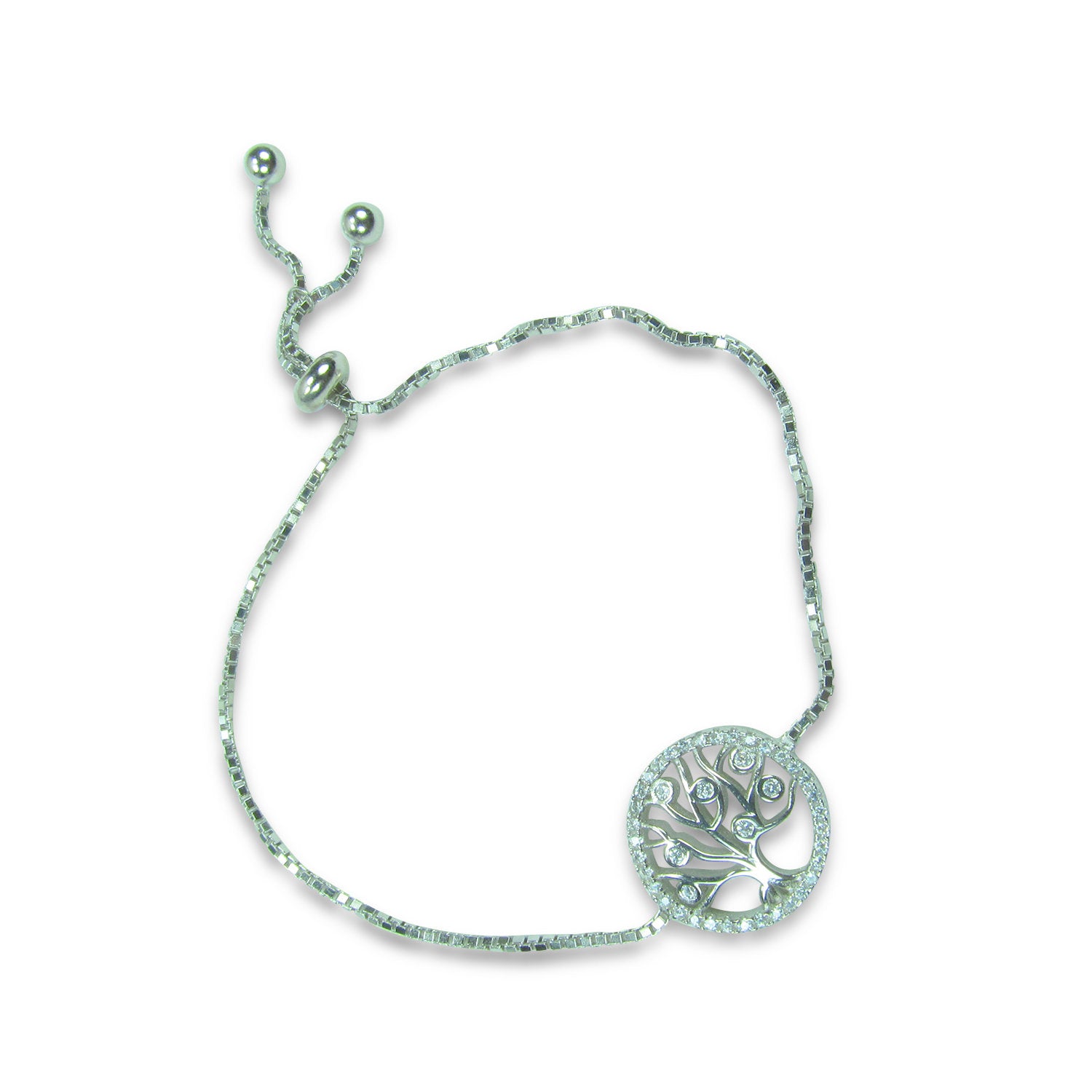 TREE OF LIFE PAVE CZ STERLING SILVER BRACELET