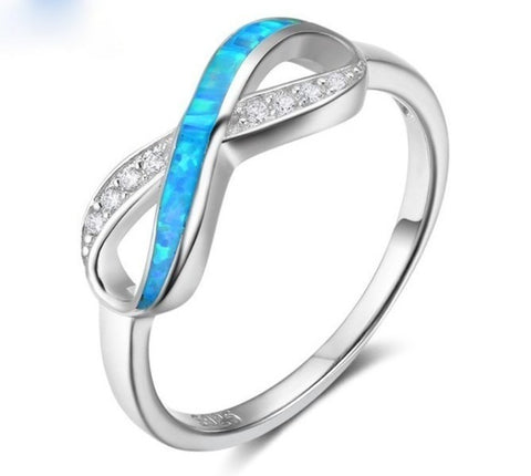 OPAL INFINITY PAVE CZ STERLING SILVER RING