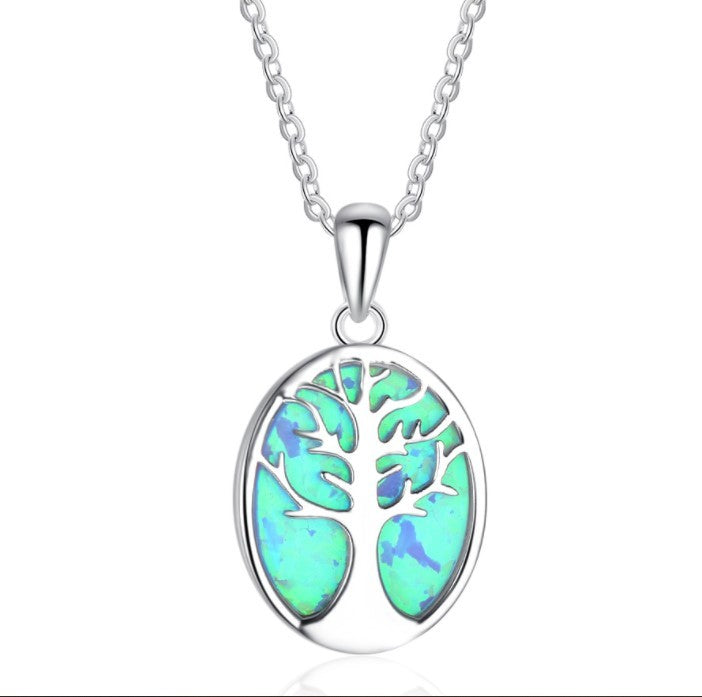 OPAL TREE OF LIFE STERLING SILVER NECKLACE