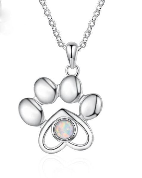 OPAL DOG PAW STERLING SILVER NECKLACE