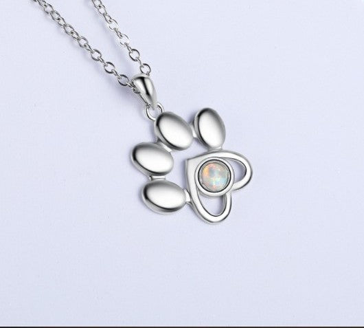 OPAL DOG PAW STERLING SILVER NECKLACE