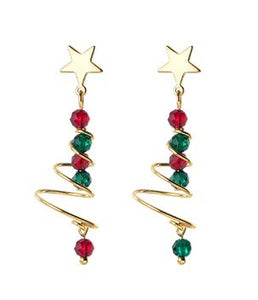 COLORFUL CHRISTMAS TREE  STERLING SILVER EARRINGS